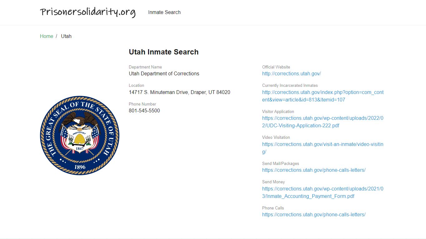 Utah Inmate Search – Utah Department of Corrections Offender Lookup